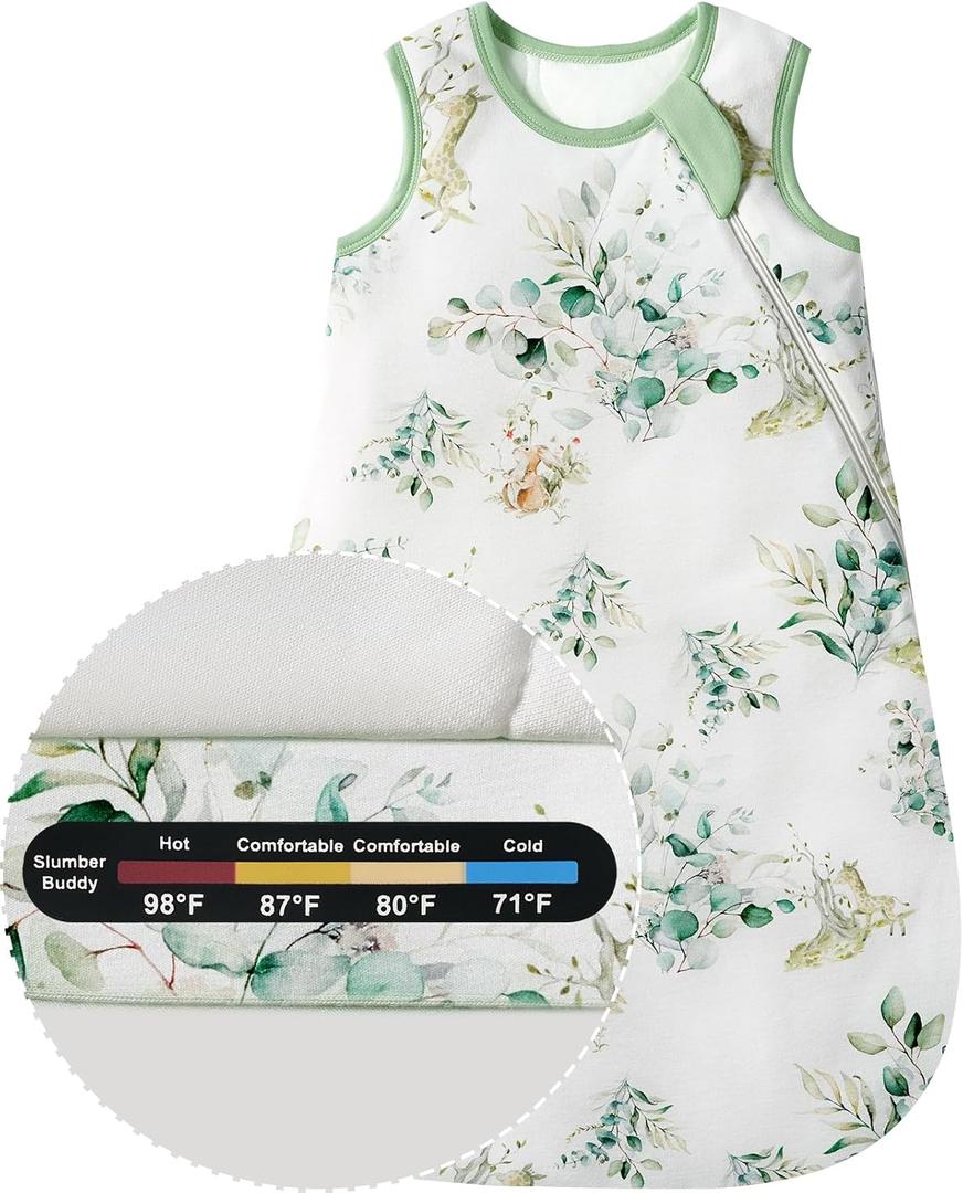 Baby Bamboo Sleep Sack, 70% Rayon Made from Bamboo 30% Cotton 1.0 TOG Infant Wearable Blanket Leaf Giraffe, L(12-18M)