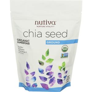 Nutiva Organic Premium Raw Ground Chia Seeds, 12 Ounce, USDA Organic, Non-GMO, Whole 30 Approved, Vegan, Gluten-Free & Keto, Nutrient-Dense Seeds with 3g Plant Protein & 5g Fiber for Salads, Yogurt & Smoothies, Best By Aug 5, 2026