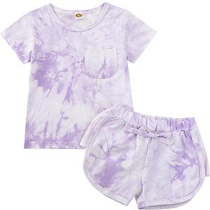 Toddler Baby Girl Summer Outfits Short Sleeve T-Shirt and Shorts 2Pcs Clothes Set for Girls (Purple)