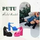 Women's Chunky Platform Heels Ankle Strap Heeled Sandals Open Toe Sexy Pumps for Wedding Party (Pink)