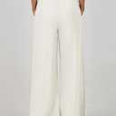 ANRABESS Women's Linen Pants Summer Casual Palazzo Beach Pant Drawstring High Waist Wide Leg Trousers Vacation Outfits Medium Beige