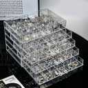 yarlung Acrylic Jewelry Storage Box Earring Holder with 5 Drawers, 120 Grids Jewelry Organizer Tray Clear Ring Display Case for Beads, Nail Tips, Women Girls, Birthday Gift