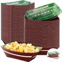 Havawish 100 Pcs Football Party Supplies 2 lb Football Paper Food Trays Disposable Serving Paper Boats Football Plates for Football Birthday Sport Game Party Favors