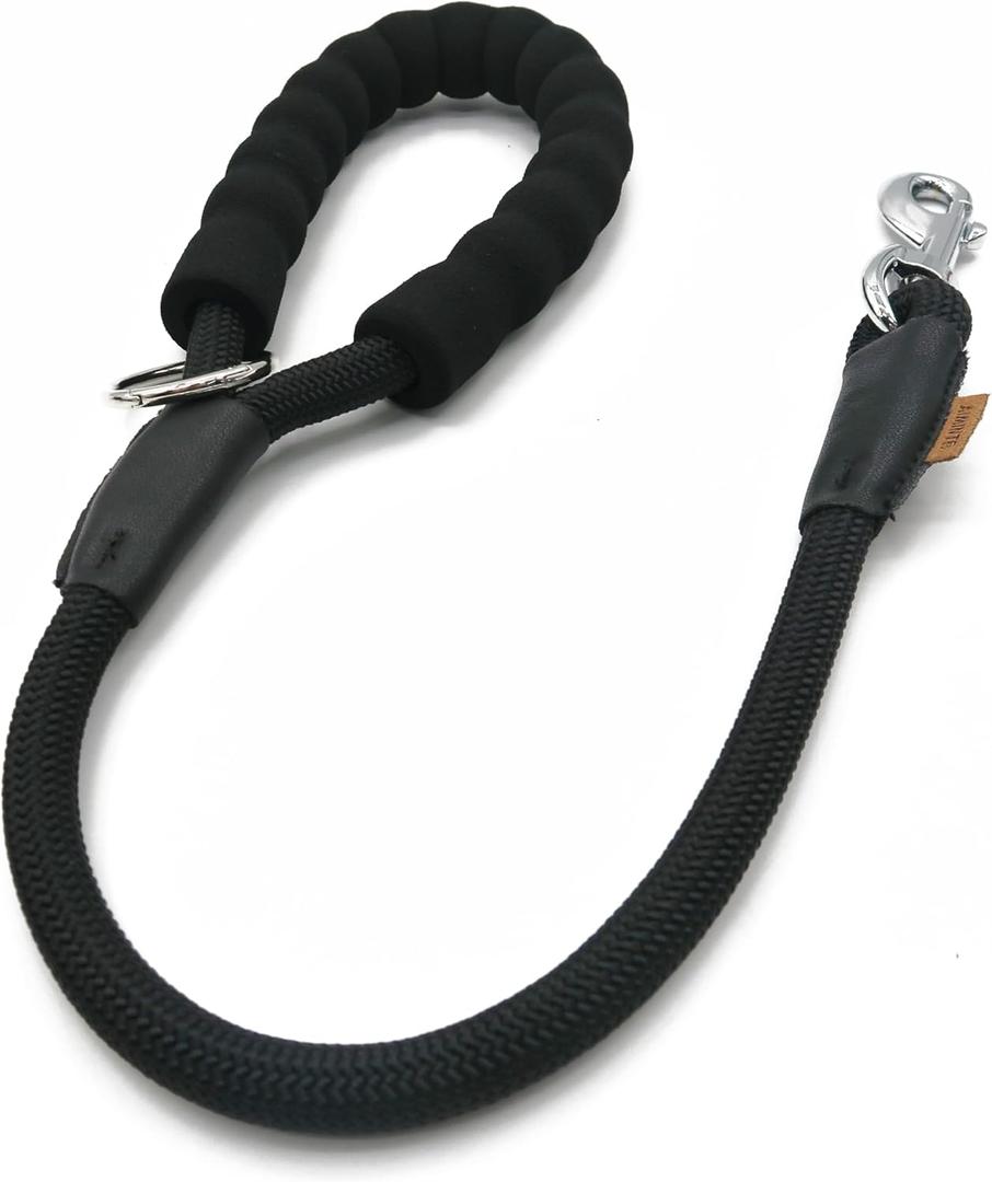 Dog Leash, Braided Rope Traction  Walking Training Lead for Medium/Large Dogs ((1/2") x 2FT, Black)