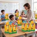 Yeyeplum 24 Pcs Back to School Crayon Box Gift Bag Bulk Crayon Box Goodie Bags with handle First day of School Party Favors for kindergarten Preschool Teacher