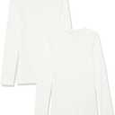 Amazon Essentials Womens Slim-Fit Layering Long Sleeve Knit Rib V-Neck Shirts (Small, White)