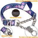 Martingale Dog Collar with Steel Chain, Reflective Choke Collar with Soft Padded- Adjustable No Pull with Bohemia Flower for Training Large Dogs Pet Collars for Walking XL
