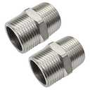 JoyTube 1" Male to 1" Male NPT Hex Nipple, Pipe Fittings 304 Stainless Steel Threaded (Pack of 2)