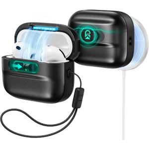 ESR for AirPods Pro 3 Case (2025), Compatible with AirPods Pro 3 (USB-C Cable), MagSafe Ready, Magnetic Lid Lock, Full Drop Protection Cover with Lanyard, Black