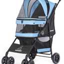 ROODO 4 Wheel Dog Cat Pet Stroller Best Lightweight Foldable Compact Portable Jogger All Terrain Travel Pet Gear Puppy Doggie Bunny Kitty Stroller for up to 30lbs Medium Small Dogs Cats(Sky Blue)