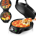 12-Inch Pizza Maker & Electric Griddle Nonstick - CACHOO Countertop Pizza Oven with 30-Min Timer & Auto Shut-Off, 180° Open Indoor Grill for Burgers, Crepes, Quesadillas, Pancakes, Omelets