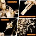 Crystal Chandelier, Firework Modern Beaded Chandeliers, Dandelion Gold Pendant Lamp, Hanging Lighting Fixture for Bedroom, Dining Room, Kitchen, Farmhouse, Hallway, Foyer, 22" Gold 12 Lights