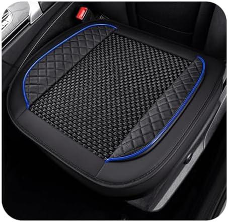 ZNDAW Car Seat Cover, Leather Vehicle Front Bottom Seat Cushion Cover with Storage Pocket, Anti-Slip Bottom Seats Protector Luxury Interior Decor for Most Car Trucks SUVs (Knitting, Black+Blue)