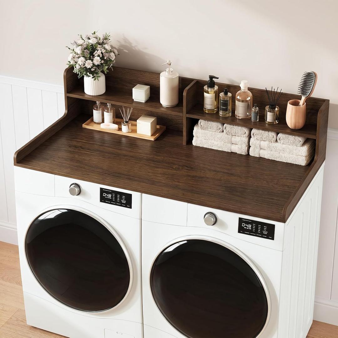 Yoobure 2-Tier Washer Dryer Countertop with Shelves, 54” Laundry Countertop
