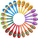 Civaner 24 Pcs Mini Fiesta Maracas for Adults Cinco De Mayo Maracas Mexican Decorations 6 Designs for Mexican Props, 4.92 x 1.38 Inch