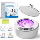 Ultrasonic Retainer & silver Jewelry Cleaner Machine 49kHz with UV Light and Timer Portable for Dentures Aligners, Braces,Dental pod,Mouth Guards,Night Guards,Makeup Brushes,Ring