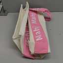 Locmeo Empty Mahjong Bag for Tiles 22x15x6 Inches Thickened Canvas Mahjong Carrying Tote Bag with Lining and Thicker Handle for Enthusiasts Women or Men Party Supplies, Case Only(White and Pink)