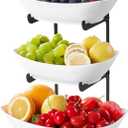 Lifewit Plastic Fruit Bowl Basket for Kitchen Countertop, 3 Tier Fruit Holder with Black Metal Stand, Serving Tray for Food, Vegetable, Cake, Dessert in Party