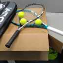 Tennis Rackets for Adults, Pre-Strung 27 Inch Tennis Racquets-2 Player Tennis Racket Set with 3 Balls,2 Grips, 2 Vibration Dampers (blue and green)