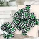 2 x St. Patrick's Day Shamrock Ribbons for Gifts Wrapping, Natural Burlap Wired Edge Ribbons (Black and White)
