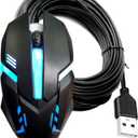 Long USB A Mouse 20FT, High Performance Wired Mouse - USB Mouse for Windows PC Desktop, Laptop, Notebook, Mac, computer and Chromebook, for Righty or Lefty Use