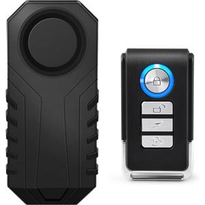 113dB Bike Alarms, Vibration Sensing Bike Alarm with Remote, Wireless Motorcycle Alarm for Electric Tricycle Mobility Scooter Vehicles Ebike for Cycling Security (1PK SF22R)