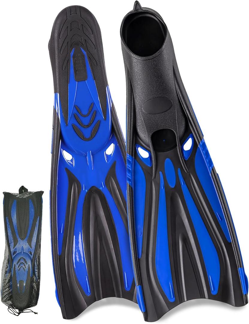 Adult Snorkel Fins - Men & Women's Long Scuba Diving Fins for Travel & Snorkeling. US Men 8-8.5 | US Lady 10-10.5