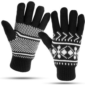 LUTHER PIKE SEATTLE Knit Winter Gloves For Women Warm & Cozy, Comfortable: Thermal Insulation (Black)