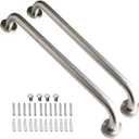 Brushed Nickel Shower Grab Bar 16 Inch - 1 1/4" Diameter, iMomwee 2 Pack Stainless Steel Safety Assist Handle, Wall Mounted Bathroom Mobility Aid Balance Support Hand Rail for Handicap Elderly Senior