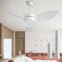 ROMASS Ceiling Fans with Lights and Remote, LED Outdoor/ Indoor Ceiling Fans White 38 inch Noiseless 3 Colors Dimmable 6 Speeds Ceiling Fans for Bedroom, Living Room, Kitchen, Patio, Hallway