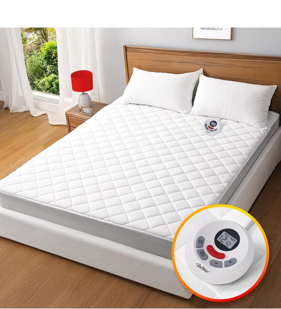 Heated Mattress Pad Twin XL Size,Electric Mattress Pad with Preheat Functions, Bed Warmer with 12 Heat Settings Controller & 1-12 Hours Auto Shut Off, Machine Washable(39"x80",White)