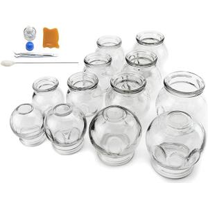 Professionals 12 pcs Thick Glass Cupping Set for Therapy Medical Tension Release