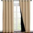 NICETOWN Living Room Completely Shaded Draperies, Privacy Protection & Noise Reducing Ring Top Drapes, Black Lined Insulated Window Treatment Curtain Panels(Biscotti Beige, 2 Pieces, W55 x L86)
