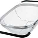 Kitchen Supply Stainless Steel Colander Strainer - 6-Quart Collapsible Colander with Expandable Rubber Handles - Rectangular Sieve, Fine Mesh Stainless Steel Strainers and Colanders for Kitchen