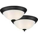 Designers Fountain Flush Mount Ceiling Light, 2-Pack, 13 Inch Frosted Glass Lighting Fixture for Kitchen, Bedroom, Bathroom, and Hallway, LED Bulbs Not Included, Matte Black
