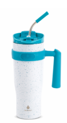 Manna Juno Tumbler Cup Mug 40 oz Light Green Speckle Straw Lid Stainless Steel, Missing Straw