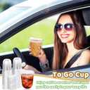 Alaeseje 50 Pack Clear Plastic Cups with Strawless Sip Lids,12 oz Iced Coffee Cups with Lids,Disposable PET Crystal Cups,Round Bottom To Go Cup for Iced Coffee Juice Smoothie Cold Beverage