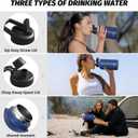 64oz Insulated Water Bottle (Cold for 48 Hrs),BPA Free&Leak Proof,Half Gallon Stainless Steel Water Flask,Water Jug with Straw Spout Lids for Gym,Hiking,Camping,Deep Blue