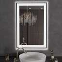 LOAAO 24"X36" LED Bathroom Mirror Black Framed, Anti-Fog, Dimmable, Lighted Bathroom Vanity Mirror for Wall, Memory Function, Tempered Glass