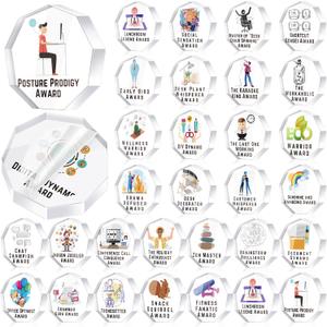 30 Pcs Funny Trophy Awards Gifts Bulk Employee Appreciation Week Gift Mini Acrylic Reward Teacher Nurse Coworker Team Small Clear Acrylic Medallions for Office