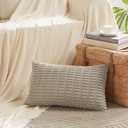 Decorative Throw Pillow Covers for Bed Couch Bedroom Bench, Soft Corduroy Solid Pillow Case, Rustic Farmhouse Boho Room Decor,24" x 12" (Pack of 1),Taupe