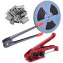 All-in-One Banding Strapping Kit with Poly Strapping Tensioner, 300ft Black PP Band, 100 Metal Seals, and Sealer Tools