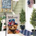 2 x Welcome 4th of July Bear Patriotic Garden Flag, America USA Stars Dark Blue Yard Lawn Outside Decor, Memorial Day Independence Day Outdoor Home Decoration Double Sided 12 x 18 inch