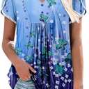 BETTE BOUTIK Womens Tops Summer Floral Henley V Neck Plus Size Oversized Shirts for Women MauveTeal Large