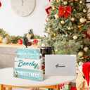 4 Pcs Beachy Christmas Table Decorations Starfish Shell Beach Tiered Tray Decor Wooden Beach Christmas Table Signs Xmas Tabletop Centerpiece for Party Home Kitchen Dining