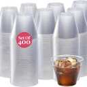 Prestee 400 Pcs Clear Plastic Party Cups Disposable - 9 oz Clear Plastic Cup for Cold Beverages, Cocktails, Smoothies, and Desserts - Durable PET Cups for Gatherings, Events, and Catering (400 Count (Pack of 1))