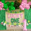 JeVenis St Patricks Day First Birthday Decorations Girls Lucky One Birthday Party Decoration Lucky Irish First Birthday Supplies Lucky Balloon Letters Clover Balloons (Pink)