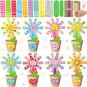 Motipuns 48 Pack Spring Paper Flower Pot Craft Kits Spring Summer Make Your Own Flowers Craft with Sticker DIY Thanks Teacher Decoration for Thanks Teacher Appreciation Decoration Activitiy