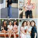 Womens Silk Satin Pajamas Set Short Sleeve Sleepwear Button Down Loungewear 2 Piece Pjs Shorts Set (Pink, L)