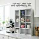 Coffee Mug Display Rack Wooden Display Shelves Cup Holder Teacup Display case Wood Hanging Shadow Box Shot Glasses Display Case with 12 Compartment (Old White)